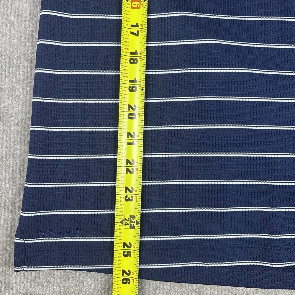 Nike Dri-FIT Polo Shirt Men's Small Navy Blue White Striped Golf Swoosh - Picture 5 of 10